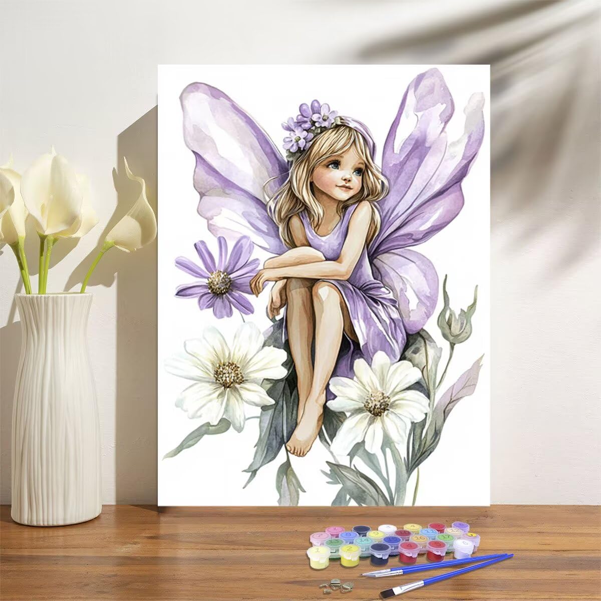 Dipingere con i Numeri per Adulti ragazza Paint by Numbers Kit fiore Fai da te Hobby Creativi Adulti,Dipingi con i Numeri con Pennelli e Acrilico Pigmento,Decor della Parete di Casa 50x70cm M-1079