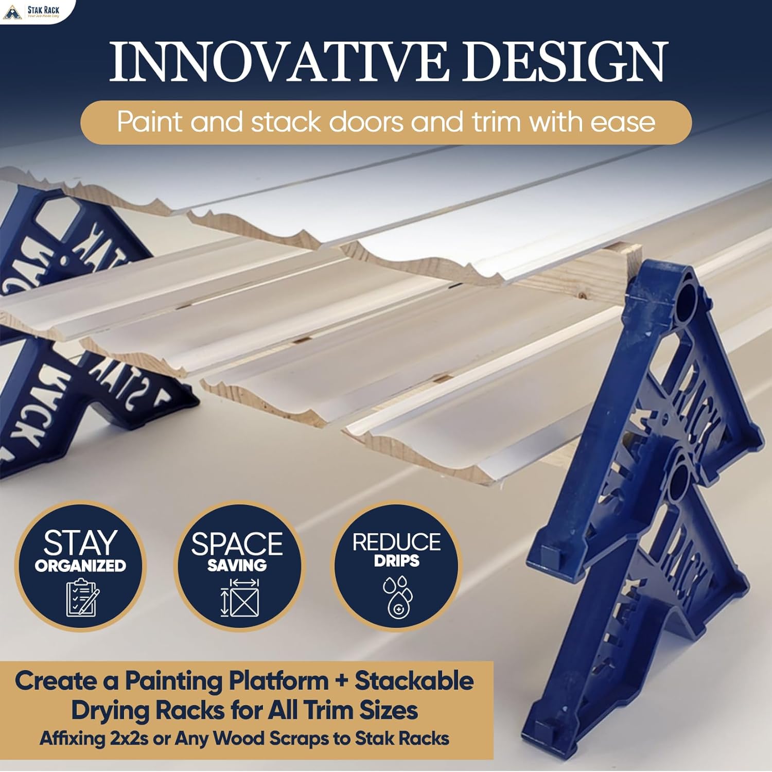 Stak Rack Blue Heavy-Duty Plastic 12-Pack Painting Tool