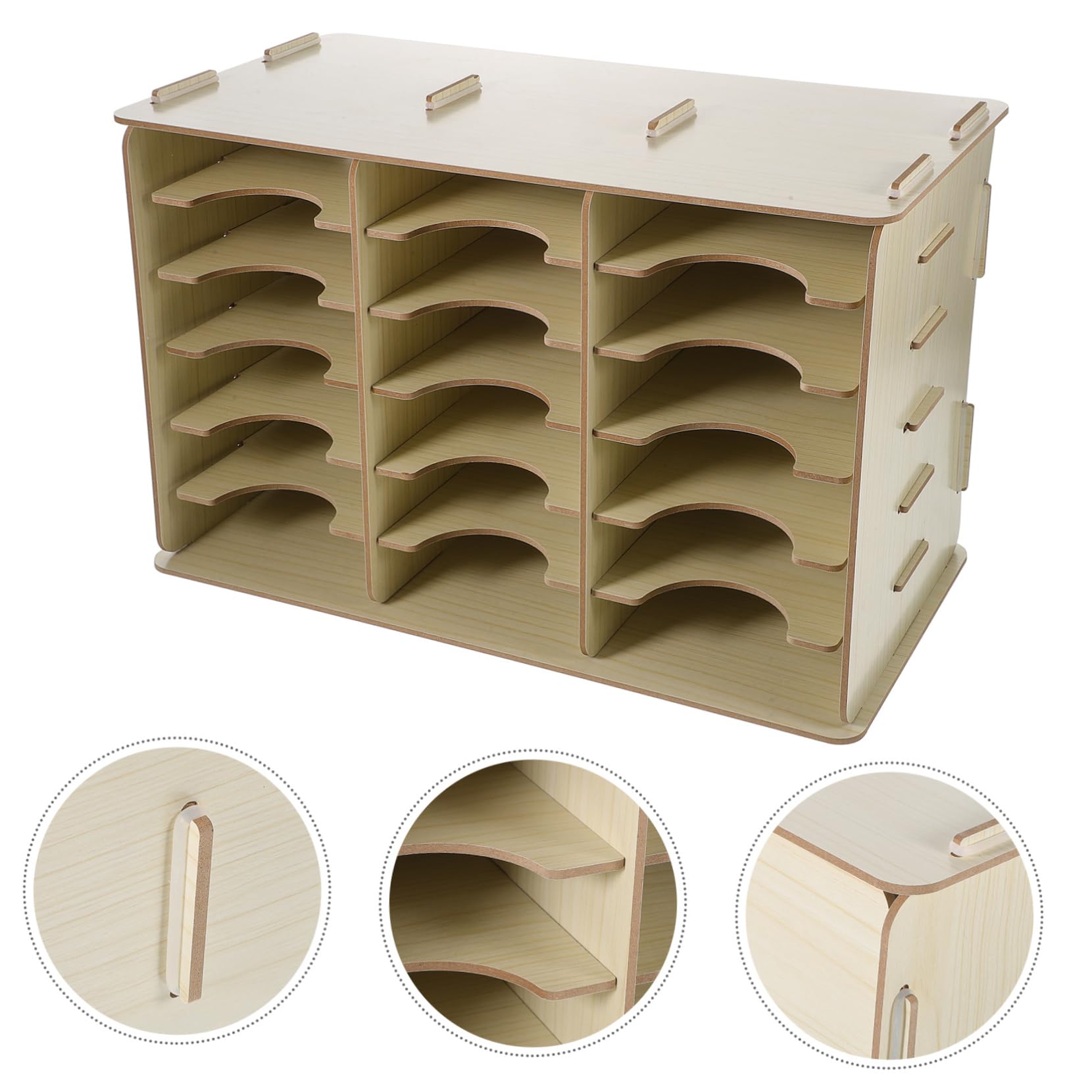 STOBOK Porta Cellulare in Legno per Scrivania Organizer da Tavolo Scomparti Multipli Espositore per Telefono Cellulare Scatola Portaoggetti da Ufficio