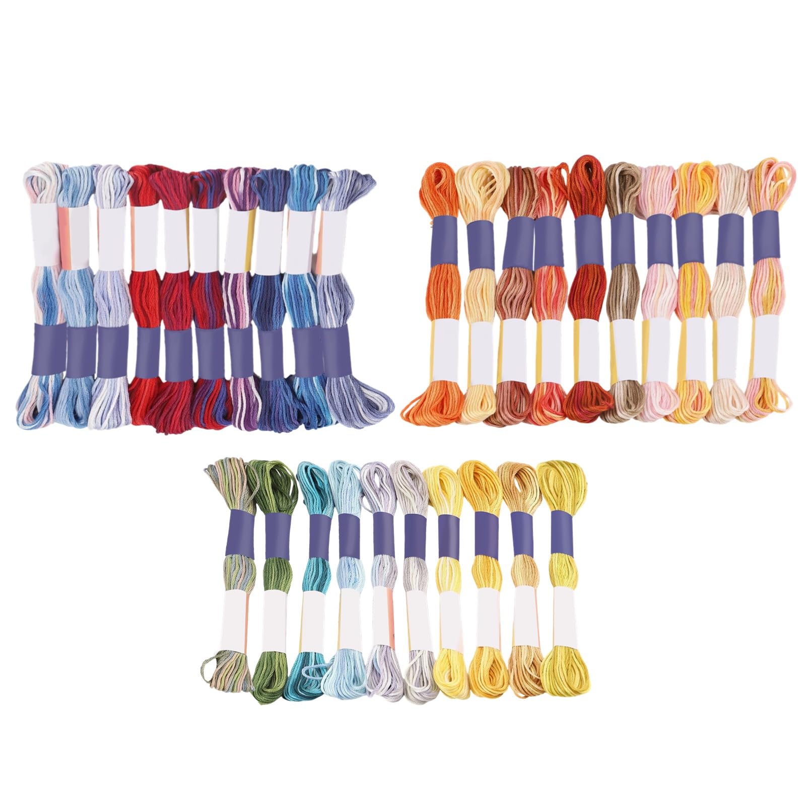 30 Stk. Regenbogen Stickgarn Set, mehrfarbiges Stickgarn für Kreuzstich, mercerisierte ägyptische Baumwolle, 8 m pro Strang, Garn zum Handsticken, Sticktwist in verschiedenen leuchtenden Farben