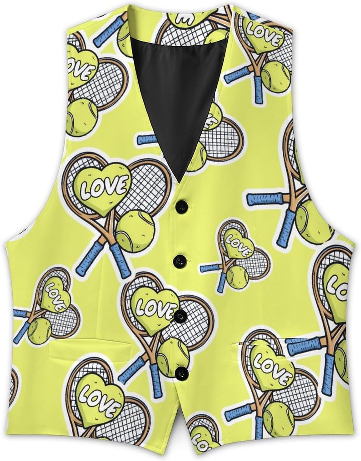 Tennis Ball Sport Men's Suit Vest Formal Vests Casual Dress Fit Waistcoat Casual Tuxedo for Business