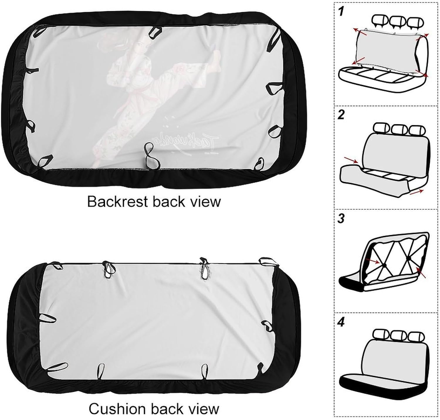 Taekwondo Women Car Seat Cover for Back Seat Universal Fit Car Seat Protector 120x59x76cm