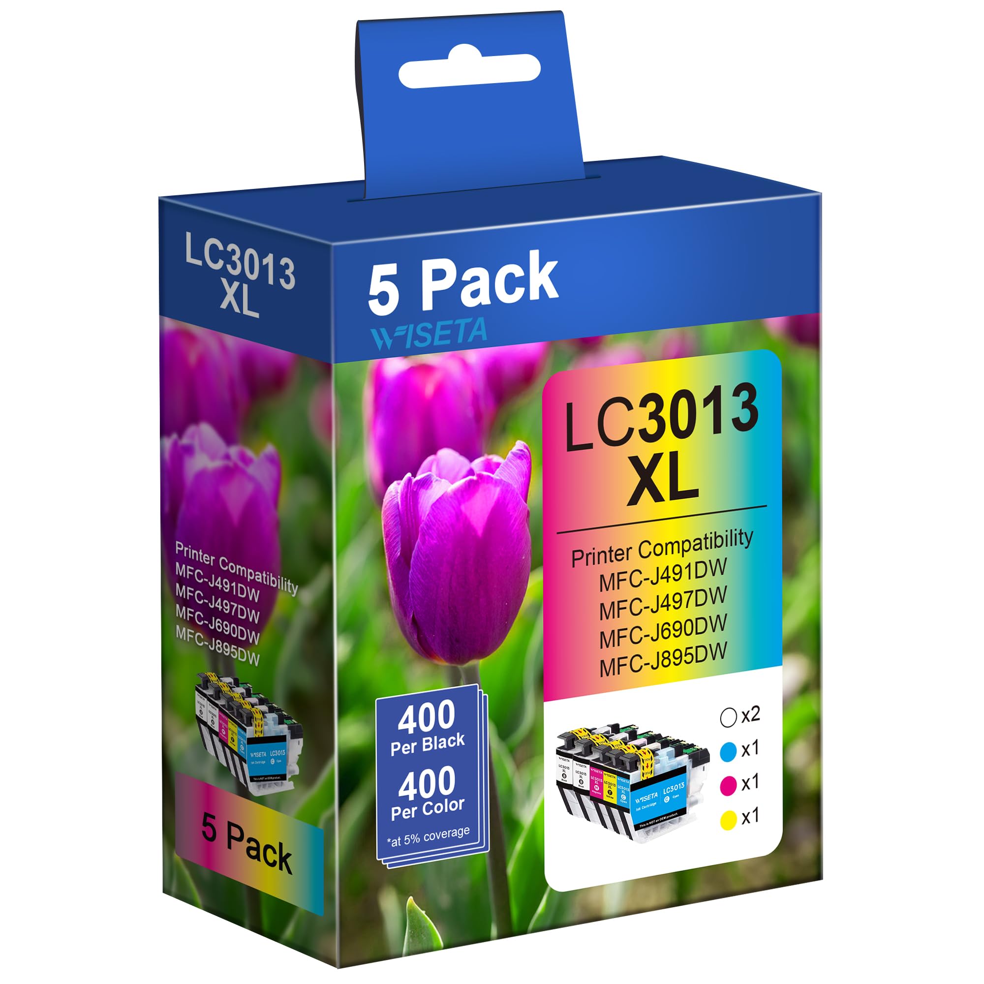 LC3013 Ink Cartridges BK C M Y Replacement for Brother LC3013XL LC3011 Ink Cartridge High Yield to Use with Brother MFC-J491DW MFC-J497DW MFC-J895DW