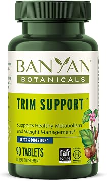 Banyan Botanicals Organic Trim Support Metabolic Support & Weight Management Supplement with Guggulu & Triphala for Digestive Fire & Cleansing 90 Tablets USDA Organic
