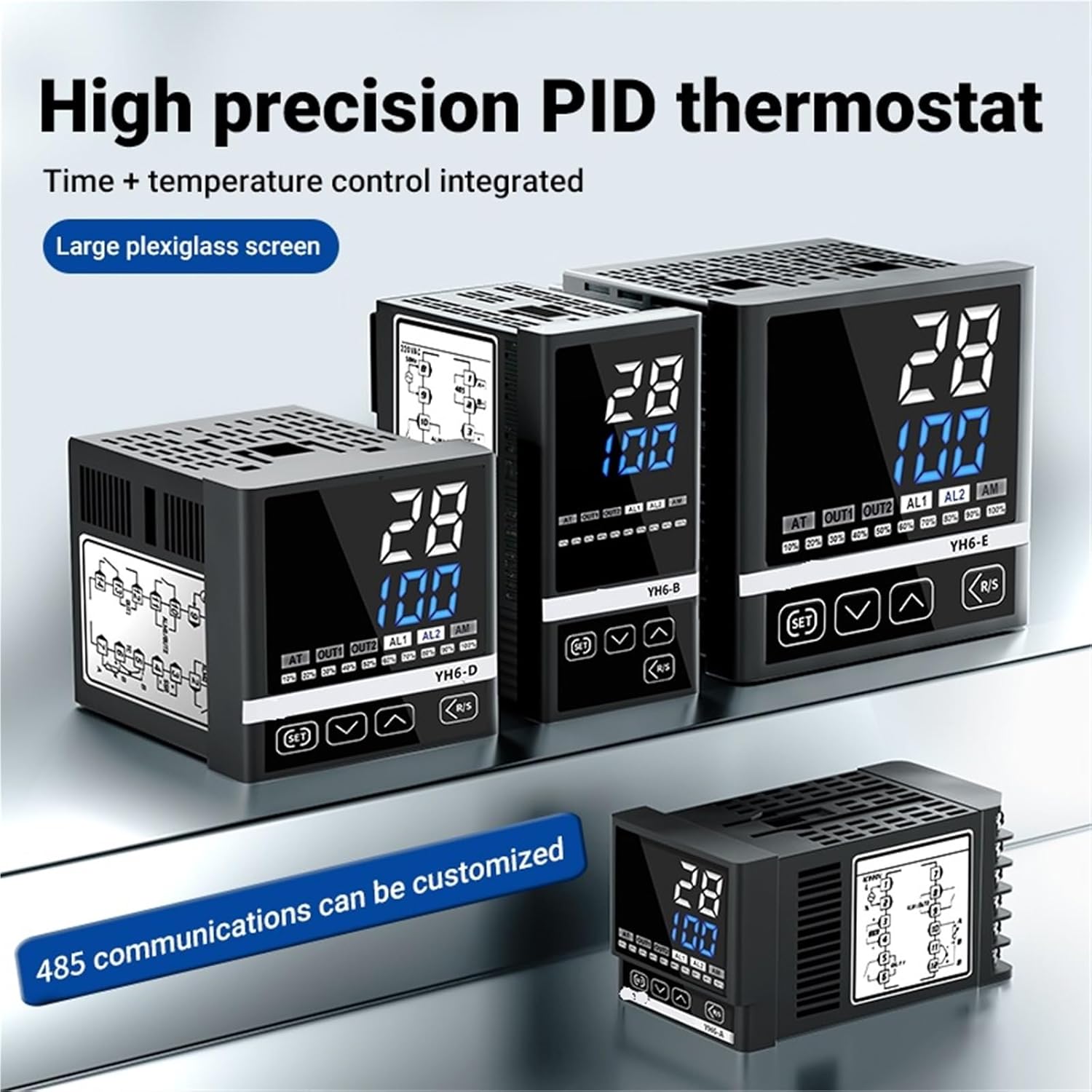 1Pcs Digital PID Intelligent Temperature Controller YH6-AK1220/BK1220/DK1220/EK1220 SSR Relay Dual Output 4-20mA Thermoregulator(YH6-DK1220)
