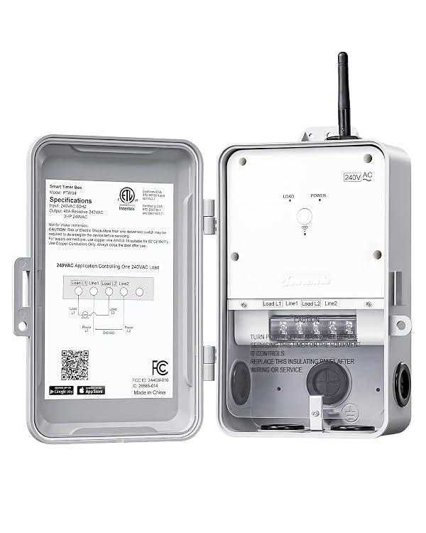 DEWENWILS Pool Pump Timer, Heavy Duty Outdoor WiFi Timer Box, 40A 240VAC 3HP, Work with Smart Life, Alexa, Google Assistant, Easy Wiring for Pool, Water Heater, ETL Listed by Dewenwils - Used condition - CA$71.99