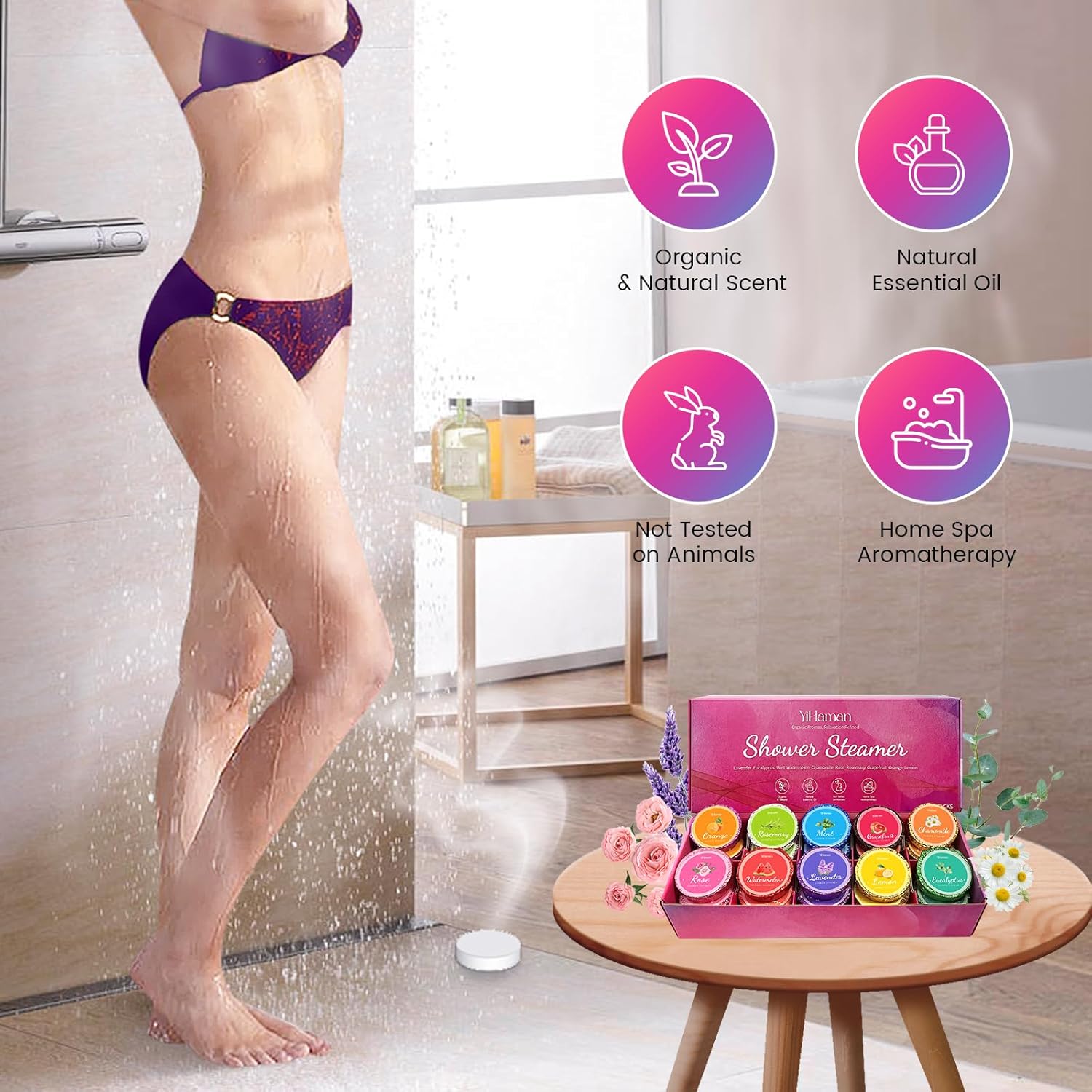 40PCS Shower Steamers Aromatherapy for Women or Men, 10 Scents Organic Shower Bombs, Relaxation with Organic Essential Oils, Birthday Self Care Gift for Women 1 Set - Image 6