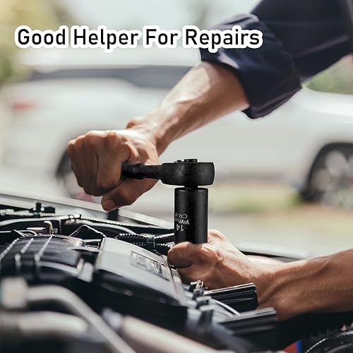 Miniatura 2 de Juego de llaves de vaso de impacto de 14 de pulgada, métricas (0.157-0.591 in) de profundidad y poco profunda, 6 puntos, CR-V, con mango de llave de