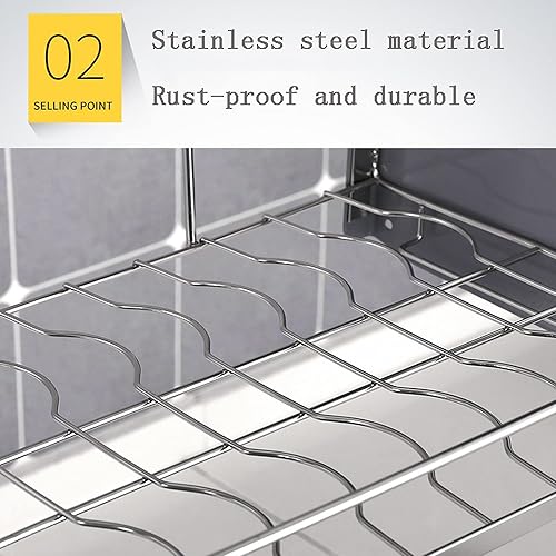 Miniatura 4 de Sistema de escurridor de platos extraíble, estante de especias, estante de cocina de 2 niveles superior, organizador extraíble para gabinete de