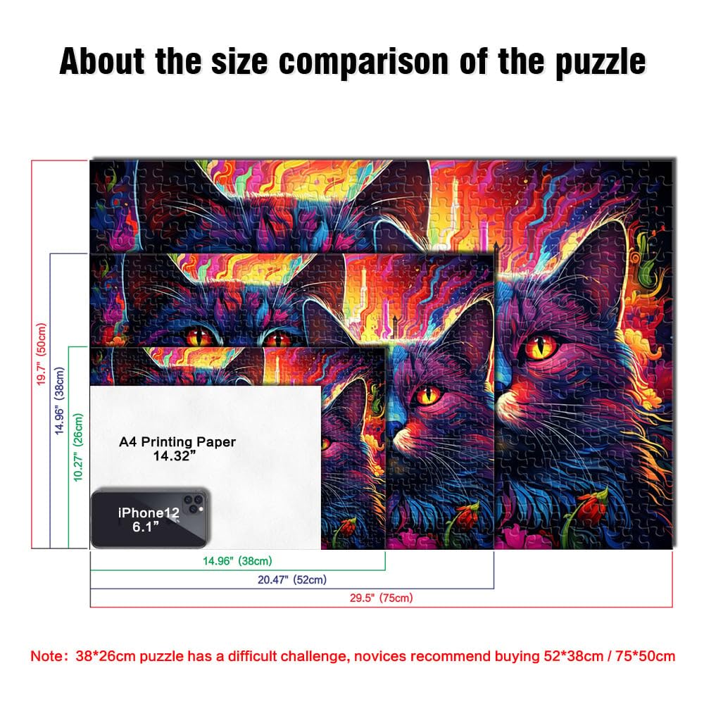 Puzzle adulto gato fantasía raro, rompecabezas adulto 2000 piezas, 70 cm x 100 cm, cartas grises, para adultos y familias, juguetes educativos, juegos en familia
