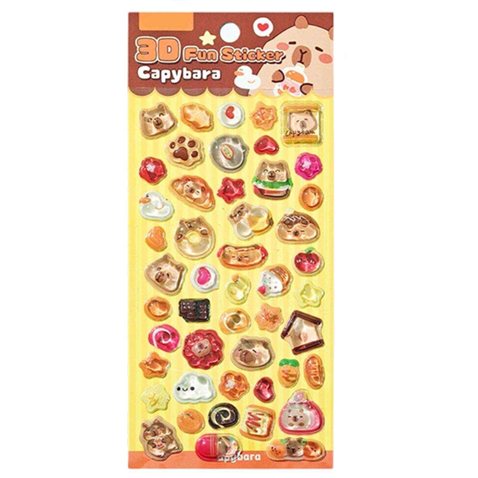 Msioytog Kapibala Cartoon Embossed Animal Sticker Waterproof Pet Resin Sticker For Notebook Journal Phone Cover Scrapbooking Decoration Phone