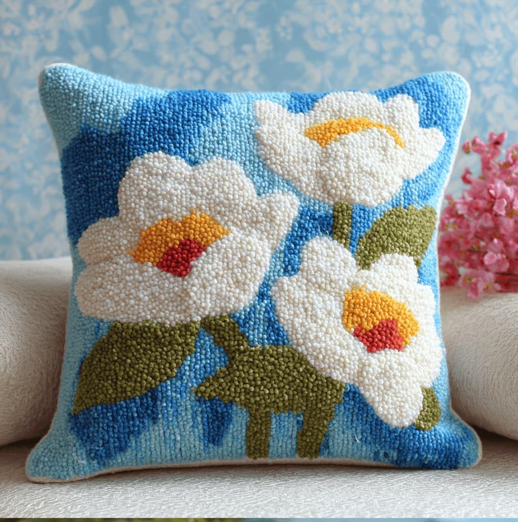 Kitquiver Beginner Latch Hook Cushion Kit,Lily Decor Pillow Cover 43X43Cm