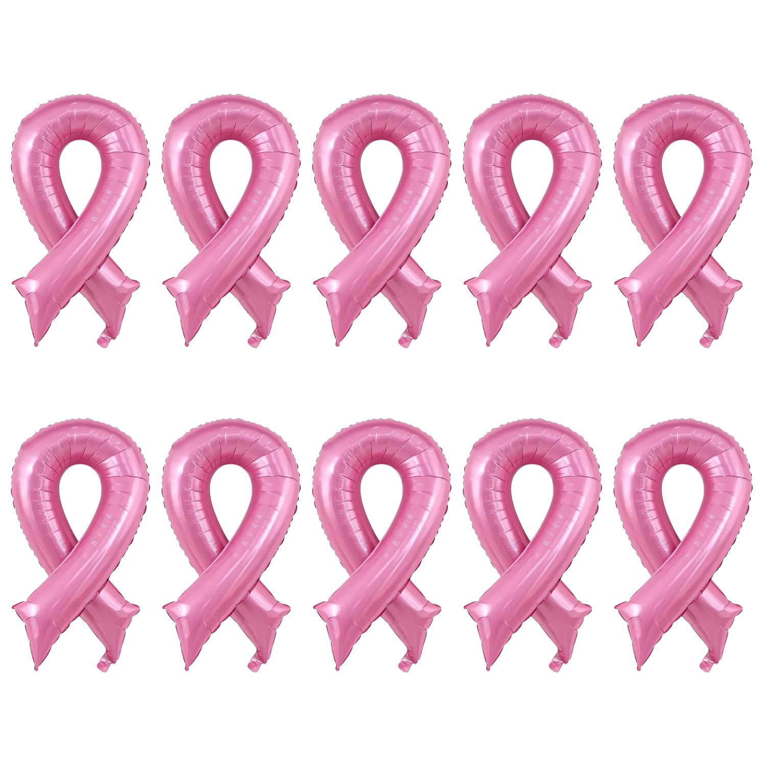 Lezevn 10pcs Breast Cancer Awareness Balloons Decoration Pink Ribbon Foil Balloons for Charity Fundraising Events