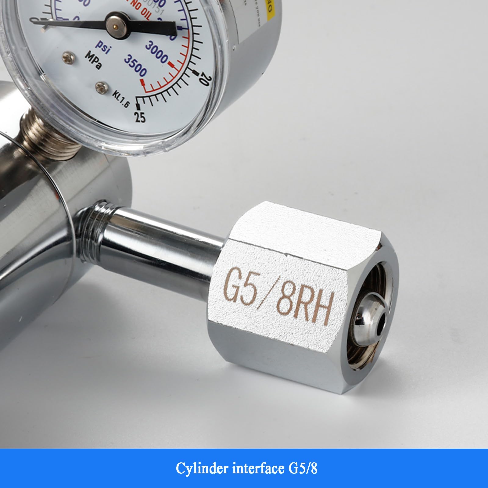 Regulador De Gas De Una Etapa Y Dos Medidores, Válvula Reguladora, Presión De Entrada De 20 Mpa, Conector De Salida De 1/3", Interfaz De Cilindro G5/8, para Aire/dióxido De Carbono/oxígeno.