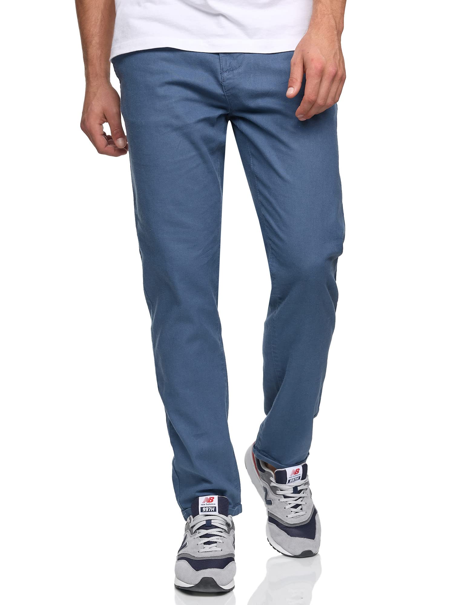 Indicode Hombres Bryne Pantalón de Tela de algodón y Lino