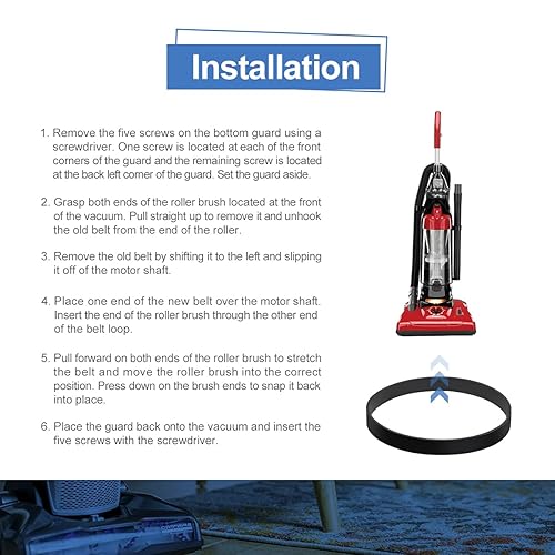 Miniatura 5 de LANMU Correas de vacío para aspiradoras verticales Dirt Devil Style 45 Featherlite Powerlite Swivel Glide Power Max para mascotas, número de pieza