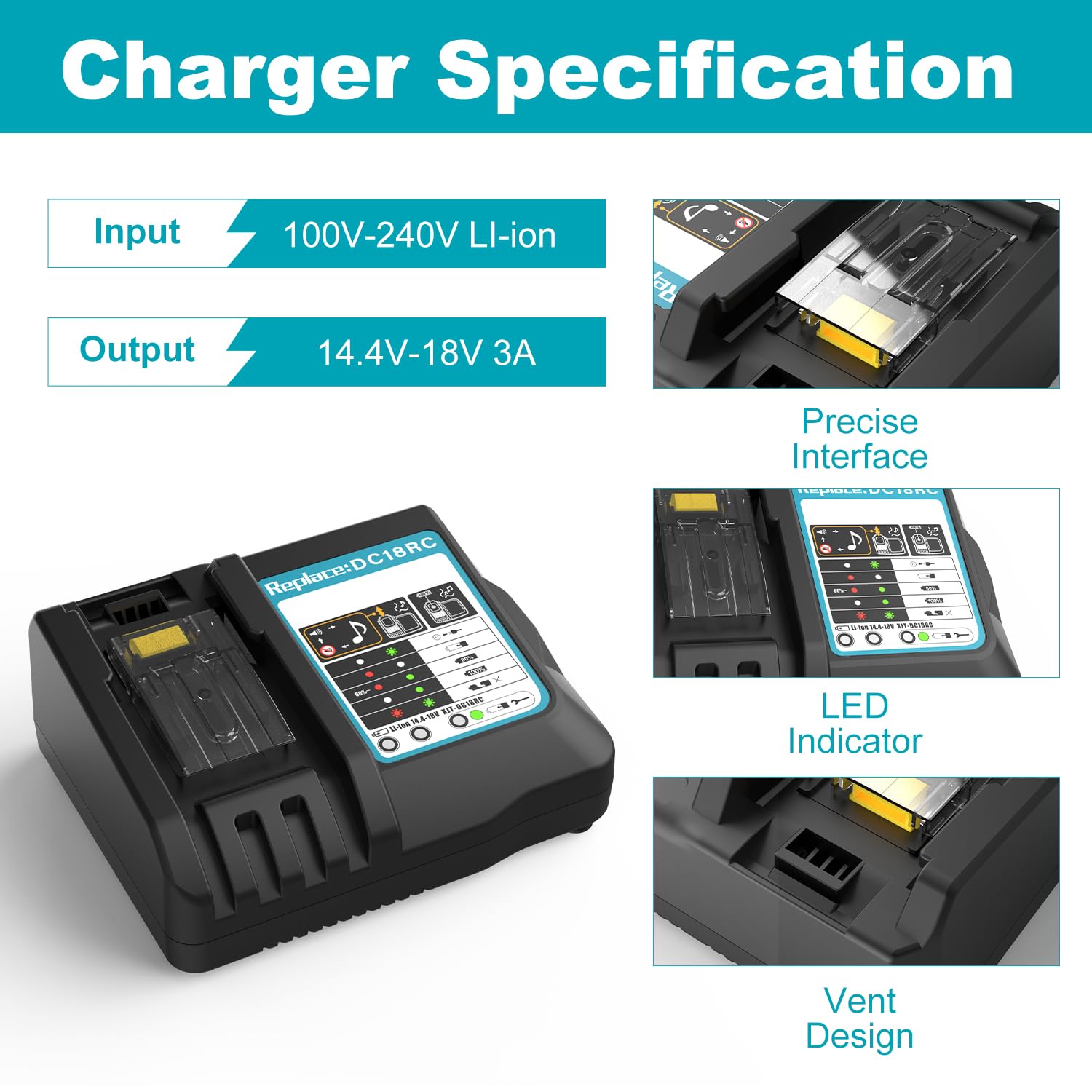 Energup 18 V 5,5 Ah Akumulator do Makita 18 V z ładowarką DC18RC kompatybilny z Makita 14,4V-18V BL1850 BL1860 BL1840 BL1830 BL1820 BL1815
