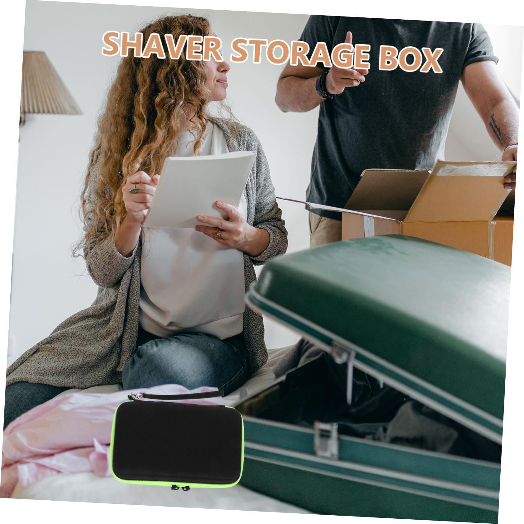 FRCOLOR 2pezzi Custodia Protettiva Per Rasoio Da Viaggio Scatola Di Stoccaggio Resistente Alla Pressione Cerniera Verde Compatibile Con Modelli