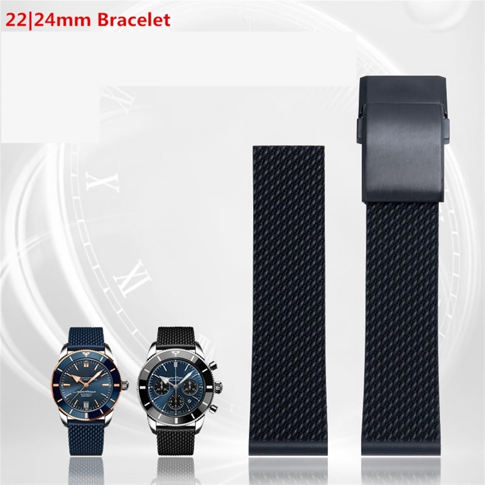 Per Breitling cinturino in morbida gomma di silicone cinturino 22 mm 24 mm cinturino per orologio