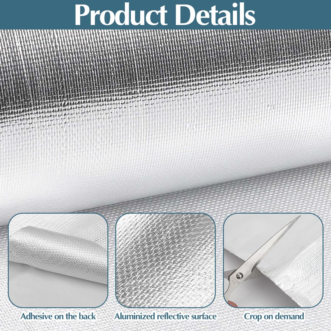Coperta termica alluminizzata 60 x 280cm, protezione ad alta temperatura materiale riflettente dell'isolamento della vetroresina