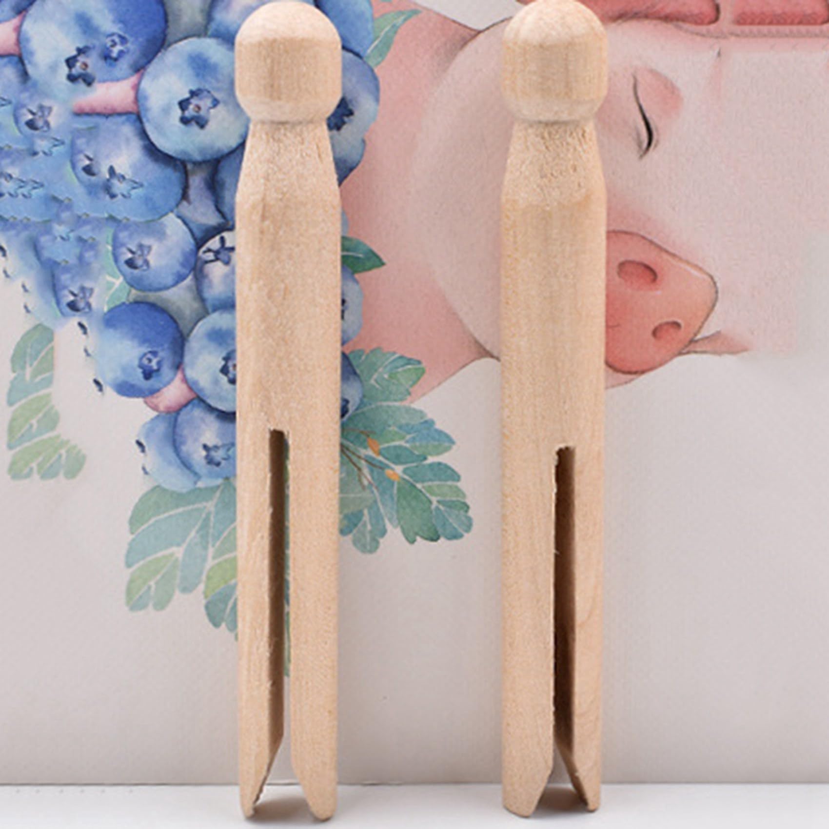 Mollette nel Legno Mollette Old School 150 Mollette Rotonde Mollette Resistenti agli Agenti Atmosferici Pioli Tradizionali