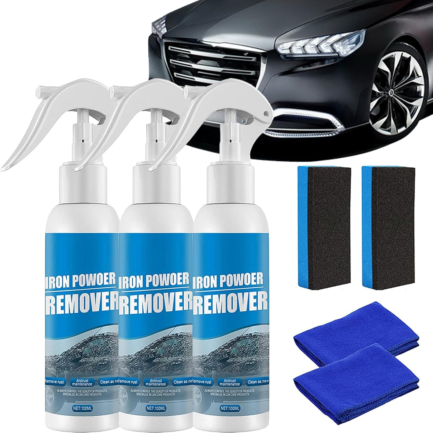 3PC Corrosion Spray Rust Remover for Car, Iron Powder