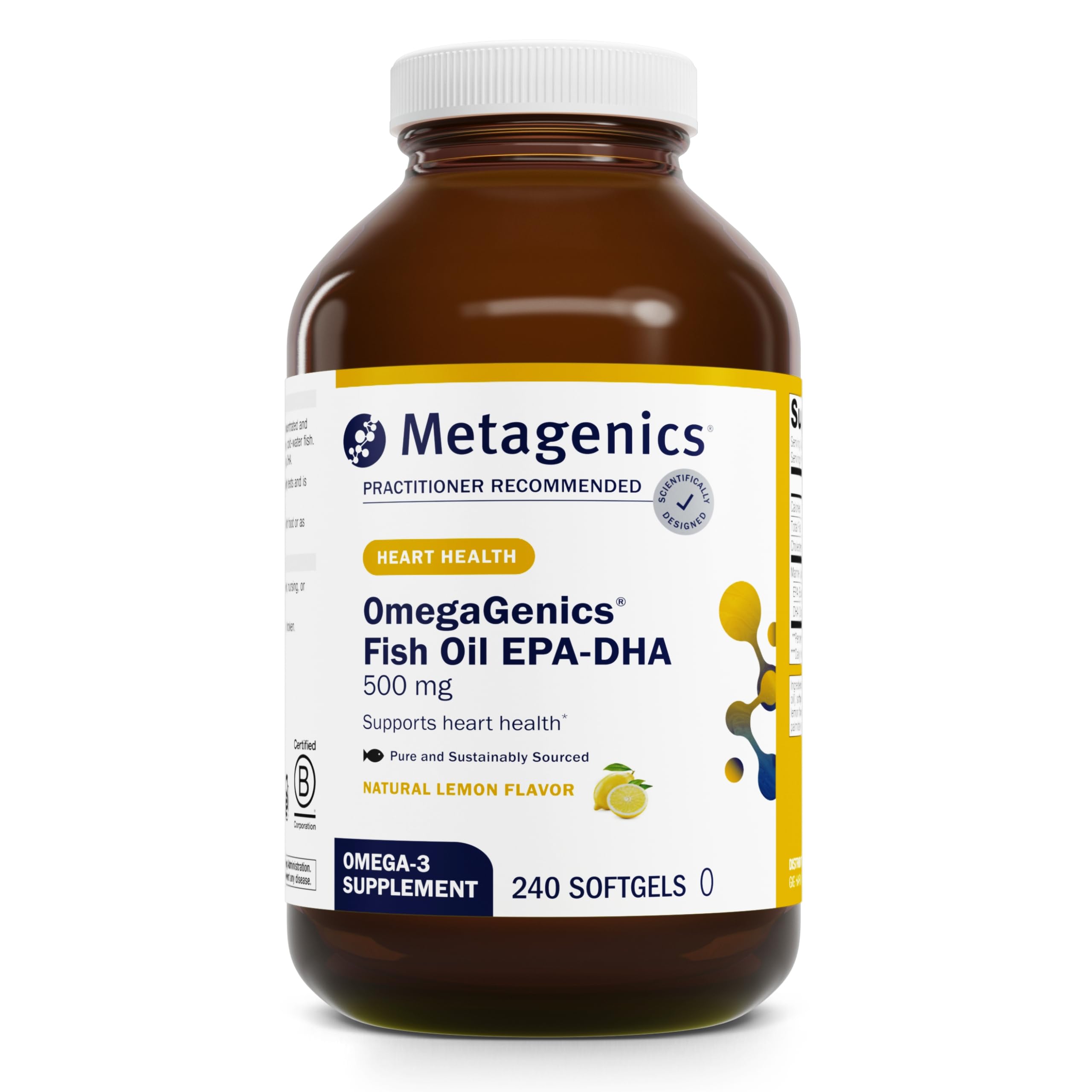OmegaGenics EPA-DHA 500 - High Potency Fish Oil Supplement for Cardiovascular Health* - Sustainably Sourced & Purity Tested - Non-GMO & Gluten-Free - 240 Softgels