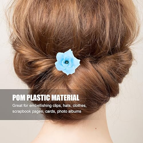 Miniatura 2 de Sewroro 50Pcs Artificial Blue Rose Flower Heads for Wedding Decorations DIY Crafts and Floral Arrangements Azul cielo,Azul,Verde Oscuro,Amarillo,Café