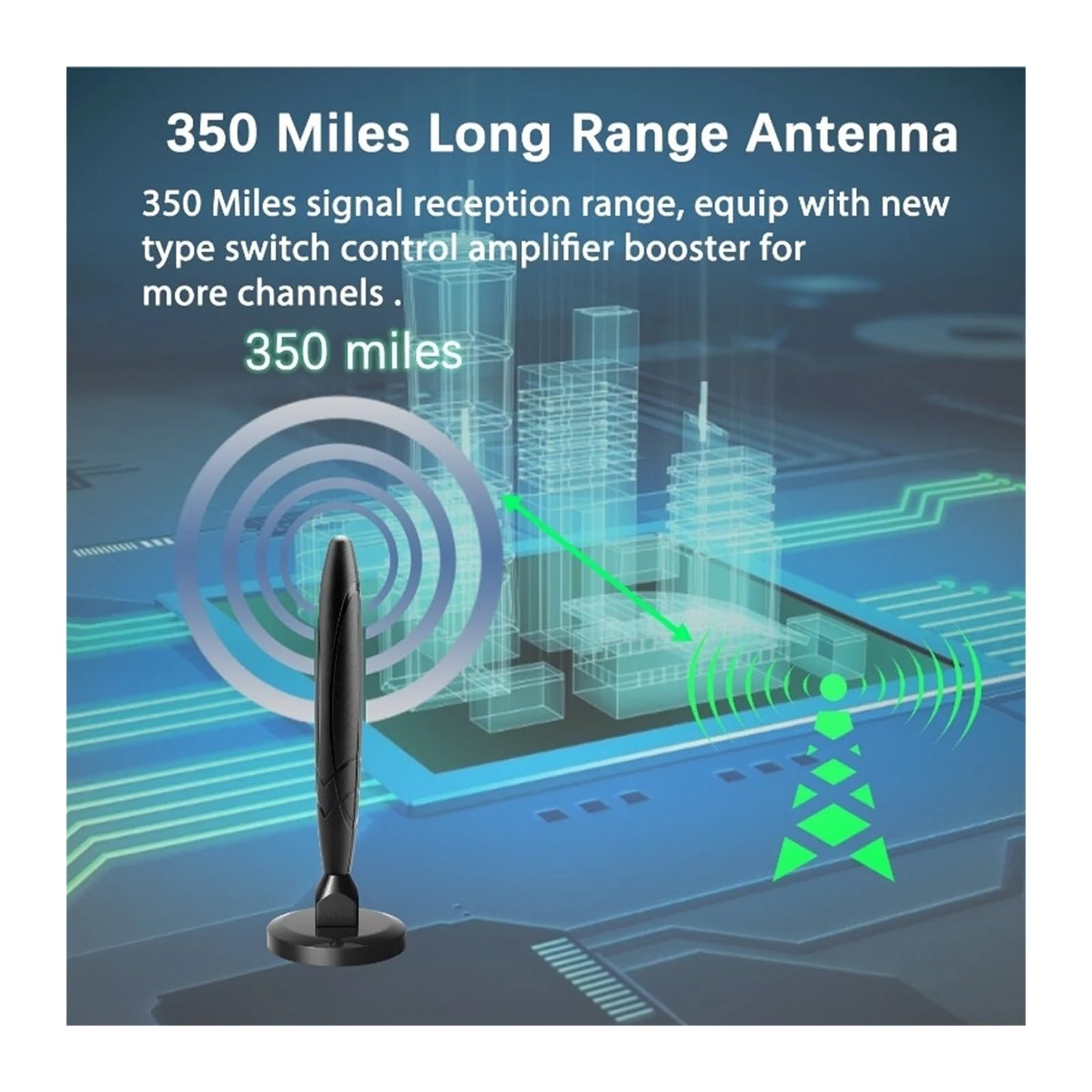 Antenna TV Digitale HD For Interni, Amplificatore Di Segnale A Lungo Raggio Da 350 Miglia, 4K 1080P, Visione Gratuita Copertura più ampia