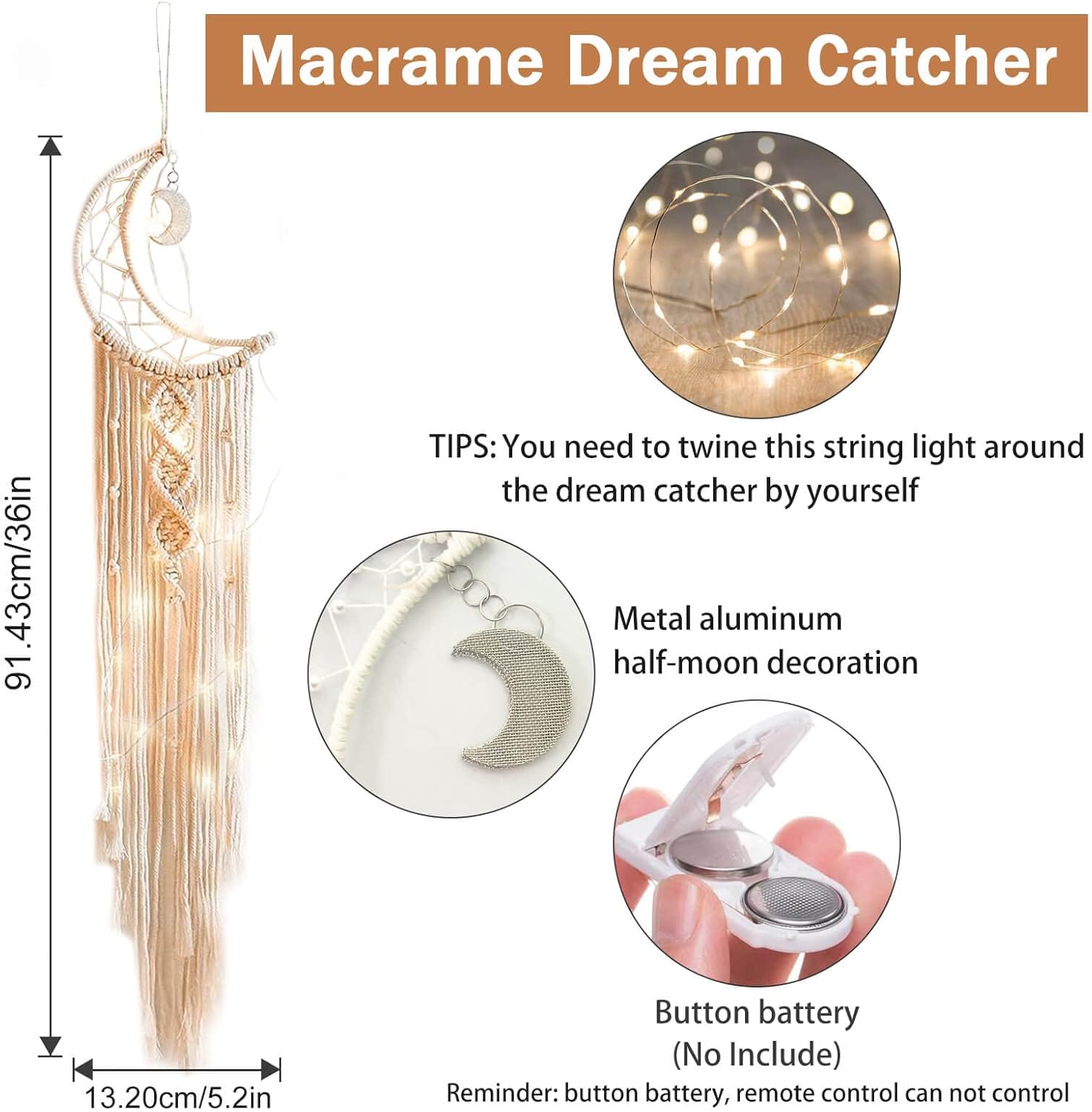 Homecor Gifts for Teenage Girls, Hanging Photo Display & Moon Dream Catchers, Christmas Teen Girls Gifts Ideas Ages 10 11 12 13 14 Years Old, Macrame Wall Decor Boho Bedroom Dorm Aesthetic Room Decor - Image 4