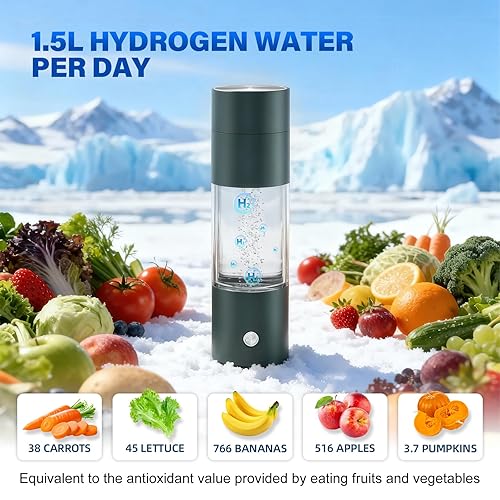 Miniatura 4 de Botella de agua de hidrógeno, uso 2 en 1, botella generadora de agua de hidrógeno 4000ppb con tecnologí­a SPE/PEM ionizadora de agua, máquina de