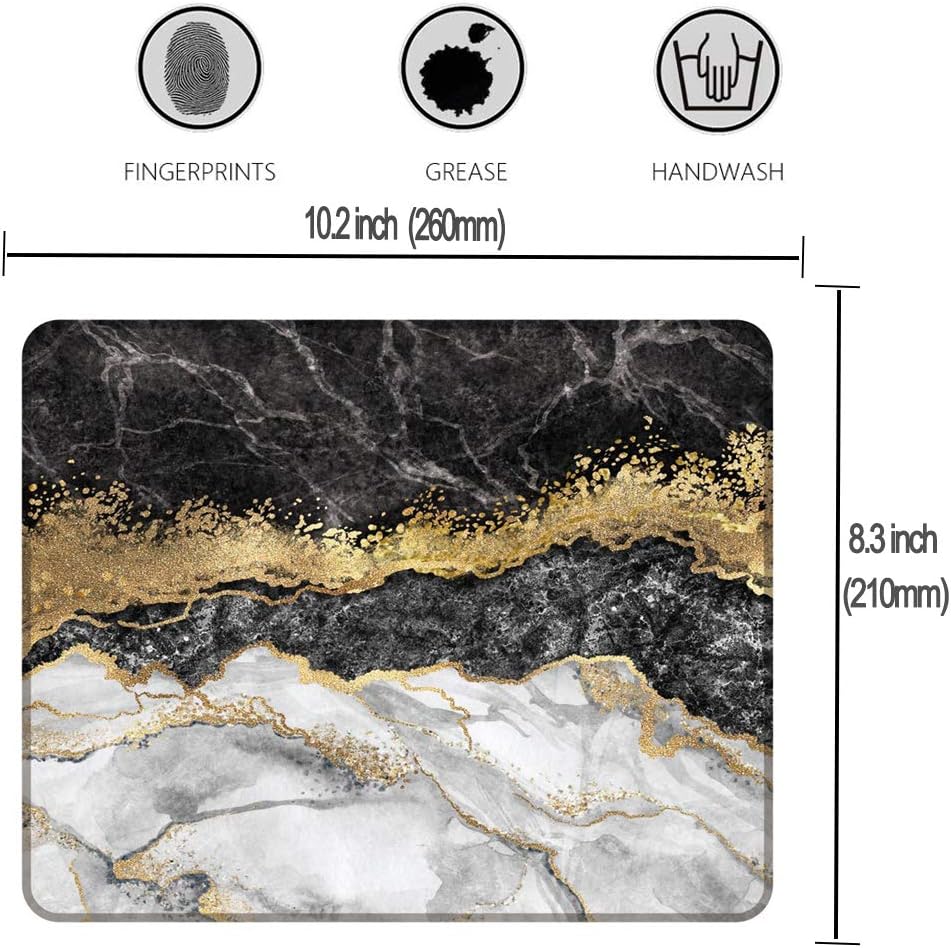 NNAKAPAKA Non-Slip Mouse Mat Rubber Square Mouse Pad Desktop Notebook Computer Mouse Mat for Working and Playing 260 x 210 mm with Stitched Edge (Marbarbled Black White Square) - Image 4