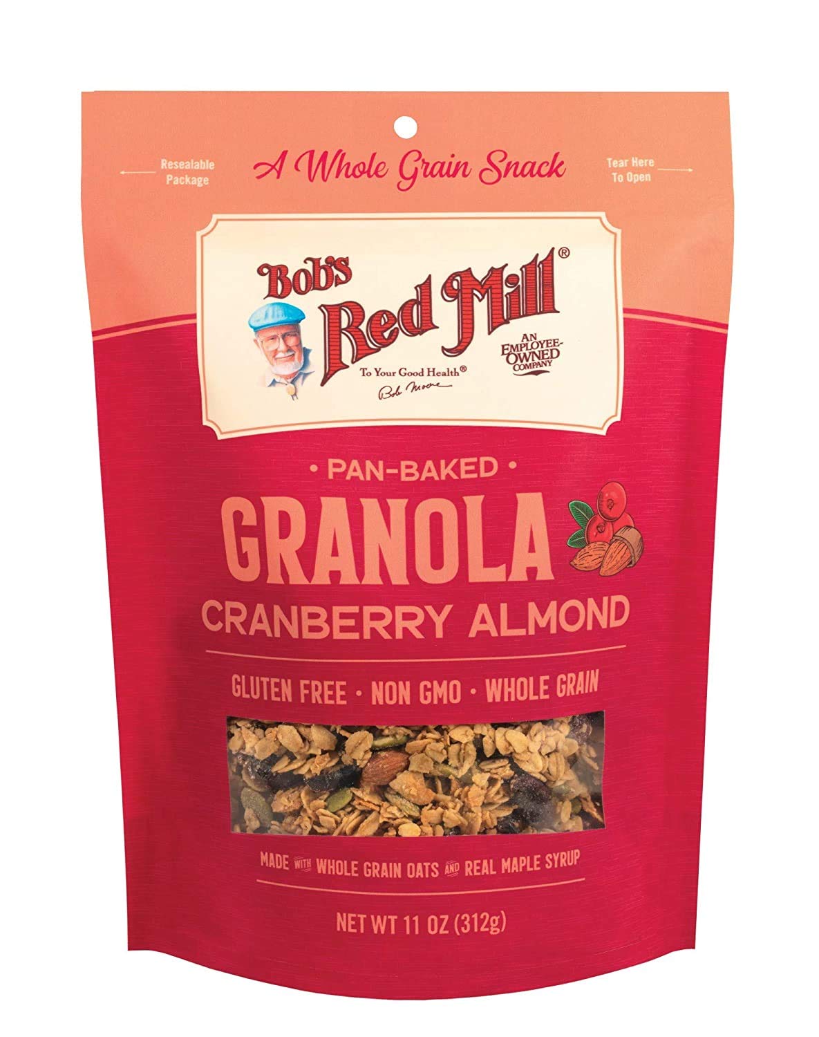 Bob's Red Mill Pan-Baked Granola Cranberry Almond, 11 Ounce (Pack of 2)