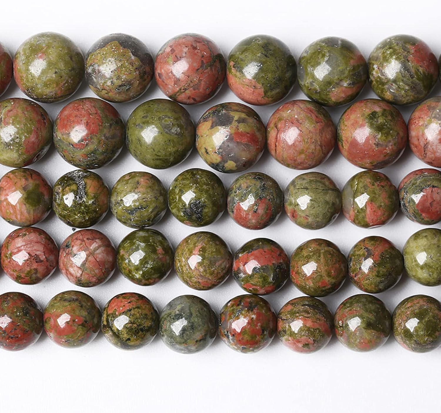 8MM 45PCS Natural Stone Green Unakite Loose Beads for Jewelry Making DIY Bracelet 1 Strand - Image 4