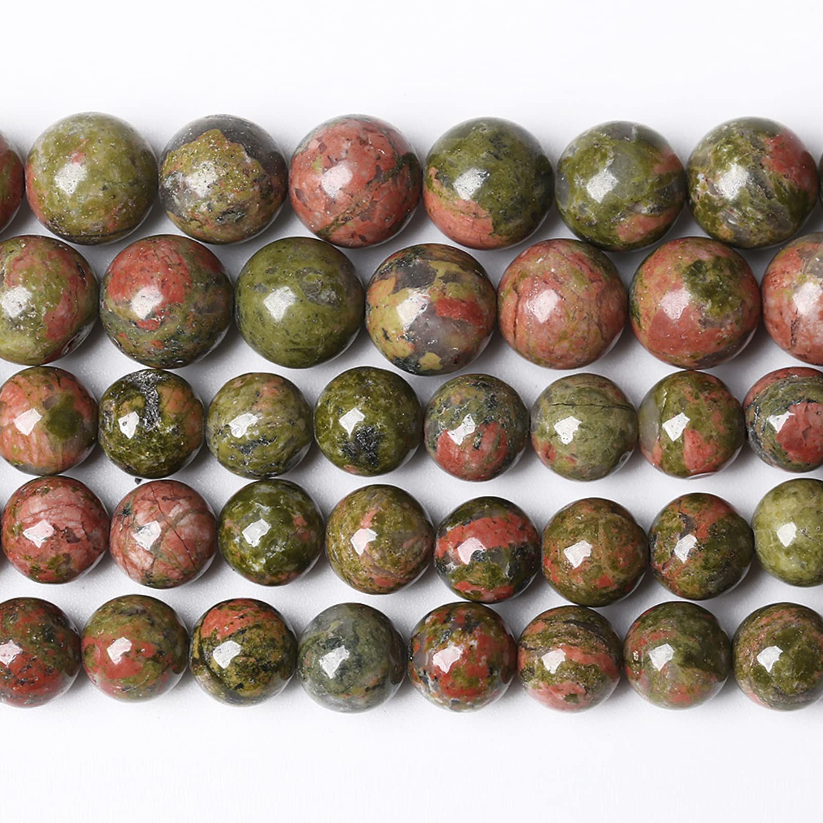 12MM 30PCS Natural Stone Green Unakite Loose Beads for Jewelry Making DIY Bracelet 1 Strand — image 1