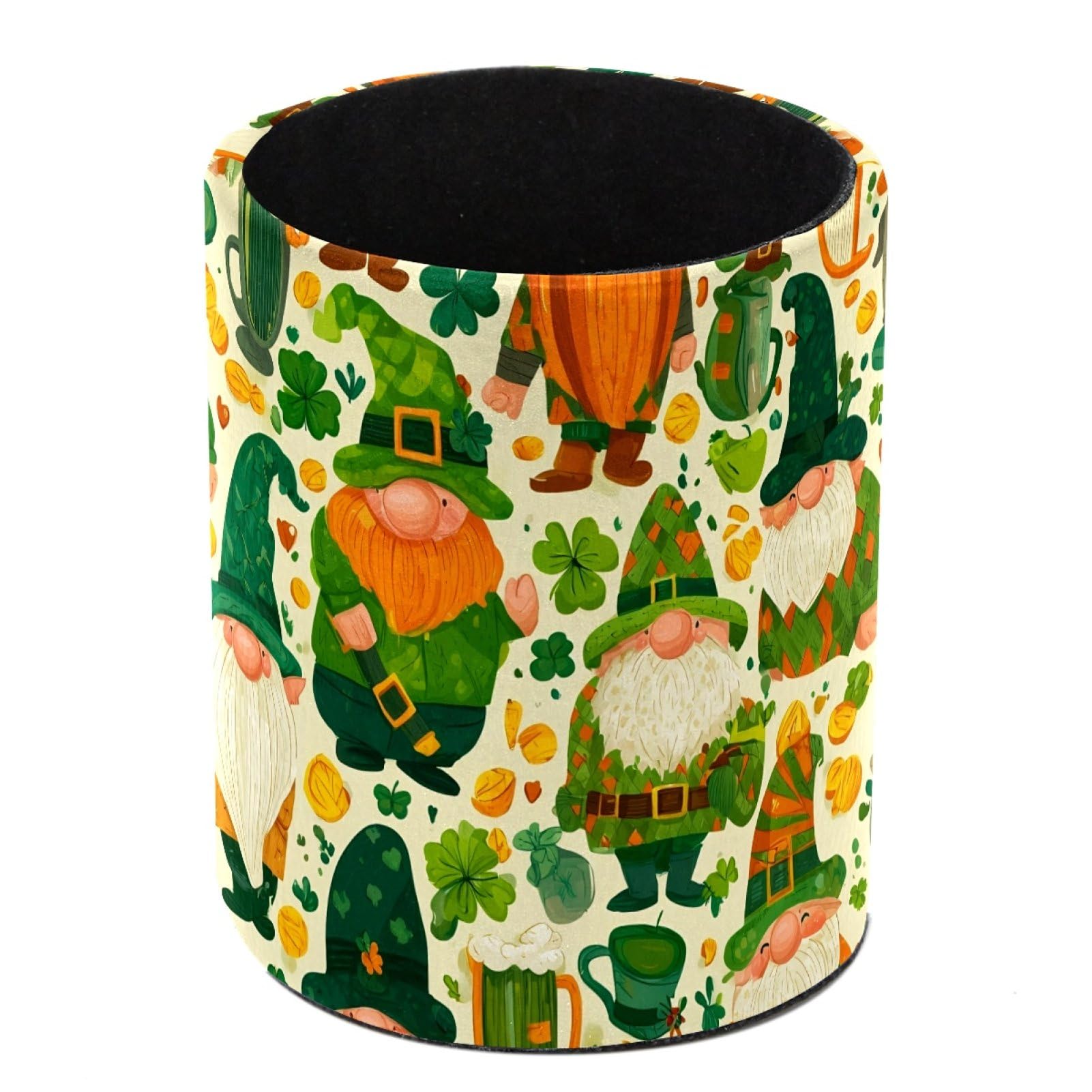 FWJZDSP St. Patrick's Day Gnome Pencil Cup Pen Organizer Makeup Brush Holder for Office Home Countertop Desk Accessory Storage