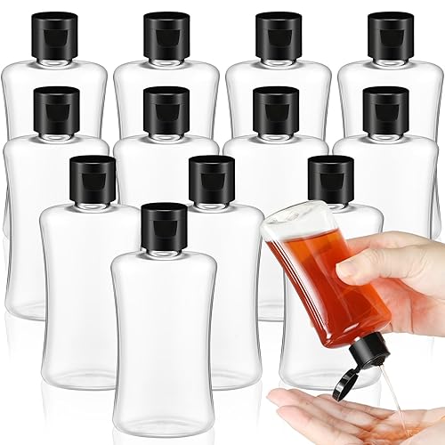Miniatura 7 de 36 botellas de viaje de 3.4 onzas con tapa abatible, recipientes de plástico transparente de tamaño de viaje, botella portátil a prueba de fugas,
