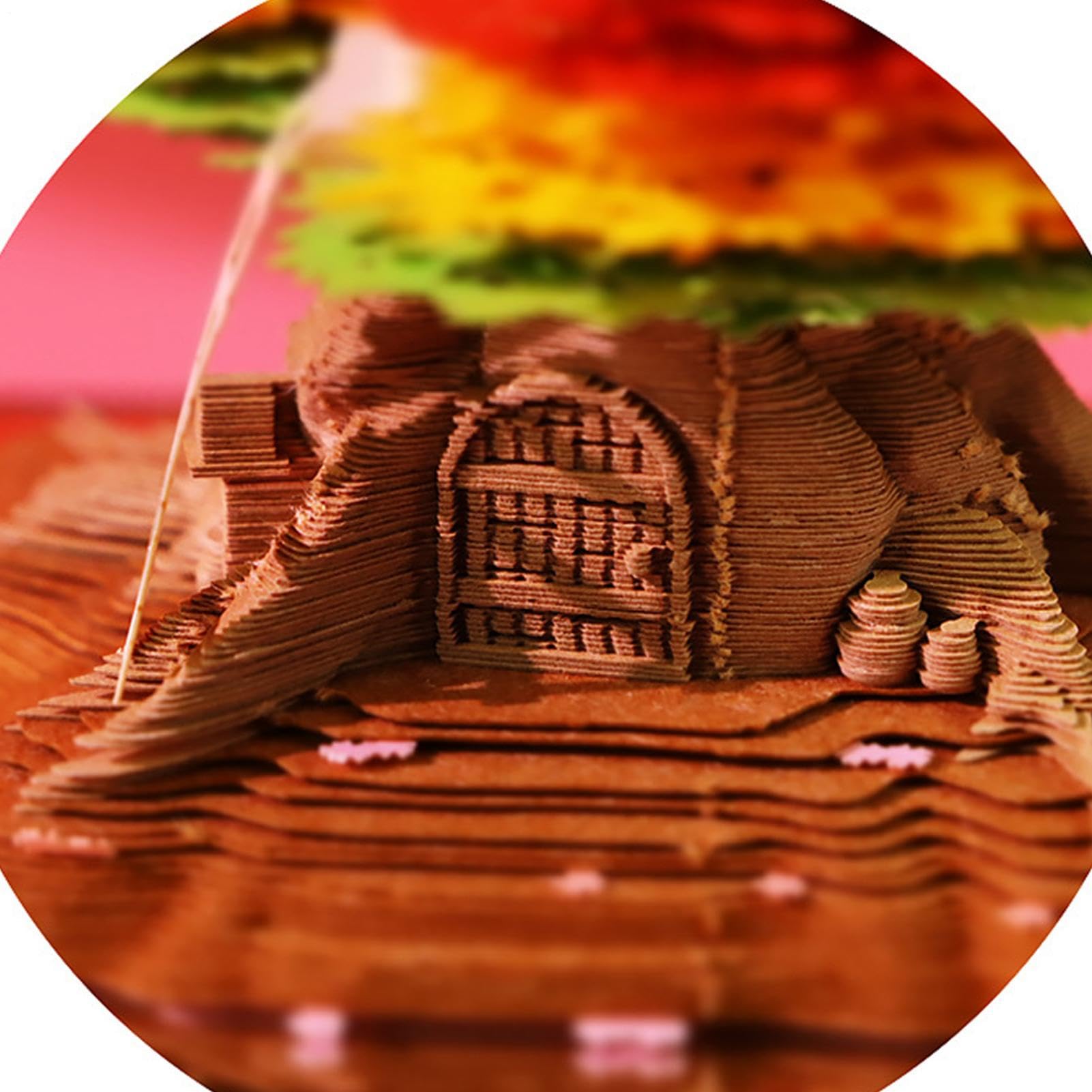 Generisch 3D Papierskulptur-Kalender - und Haus-Design-Kunstnotizbuch | Mit Klarer Staubschutzhaube Abreißbarem Ästhetischen Haftnotizen Aufgaben Gewohnheitstracking Büro Klassenzimmer