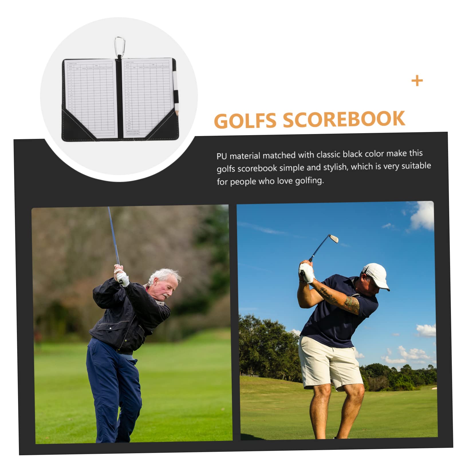 Cuaderno de Puntuación de Golf Diseño Compacto de PU Negro para Proteger Tarjeta de Puntuación y Resistente para Uso Durante el Golf