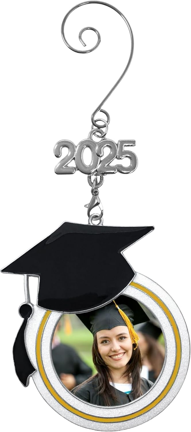 Graduation Christmas Photo Ornament - Dated Charms for 2025 & 2026 - Graduation Hat Design - Congratulations - Senior Students - Storage Gift Bag Included - 3" D - Image 2