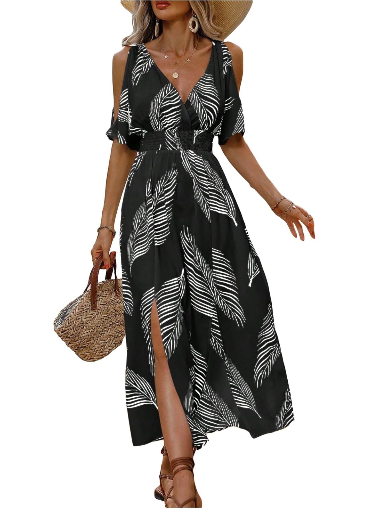 Women's Summer Tropical Maxi Dress Hawaiian Vacation Beach Dresses