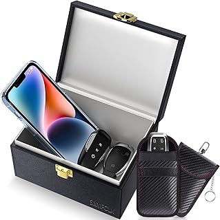 Samfolk Faraday Box with Faraday Pouch 2 Pack, Keyless Entry Car Key Safe Protector RFID Anti-Theft Signal Blocking Cages