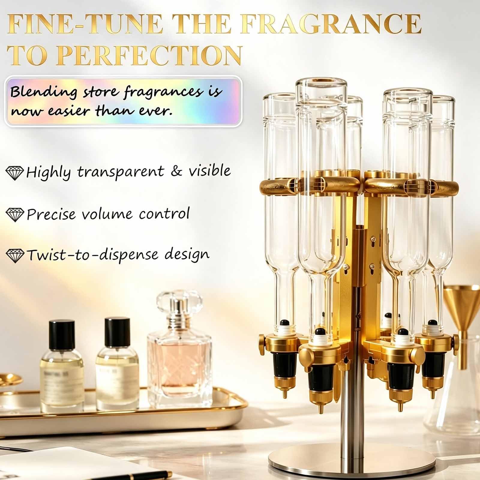 Maszyna Do Napełniania Perfum Z 6 Głowicami Pompowymi, Stacja Dozująca Perfumy W Płynie O Pojemności 375 Ml / 500 Ml, Obrotowy Stojak 360° I Wydajne Napełnianie, Niezależne Przechowywanie Null