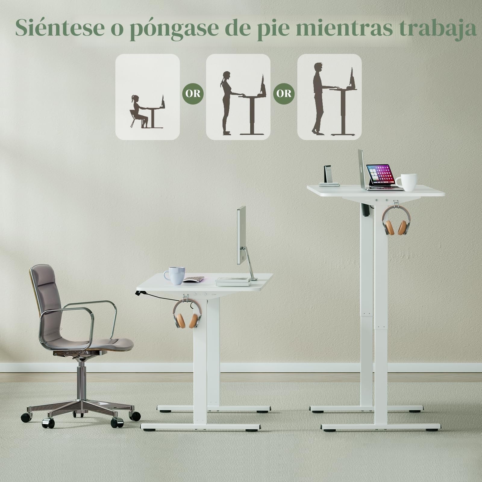buybyroom Estructura Mesa Elevable, Patas Escritorio Elevable con Acero de Alta Resistencia, con Panel Inteligente de Memoria y Puerto USB (Sin Panel de Escritorio)