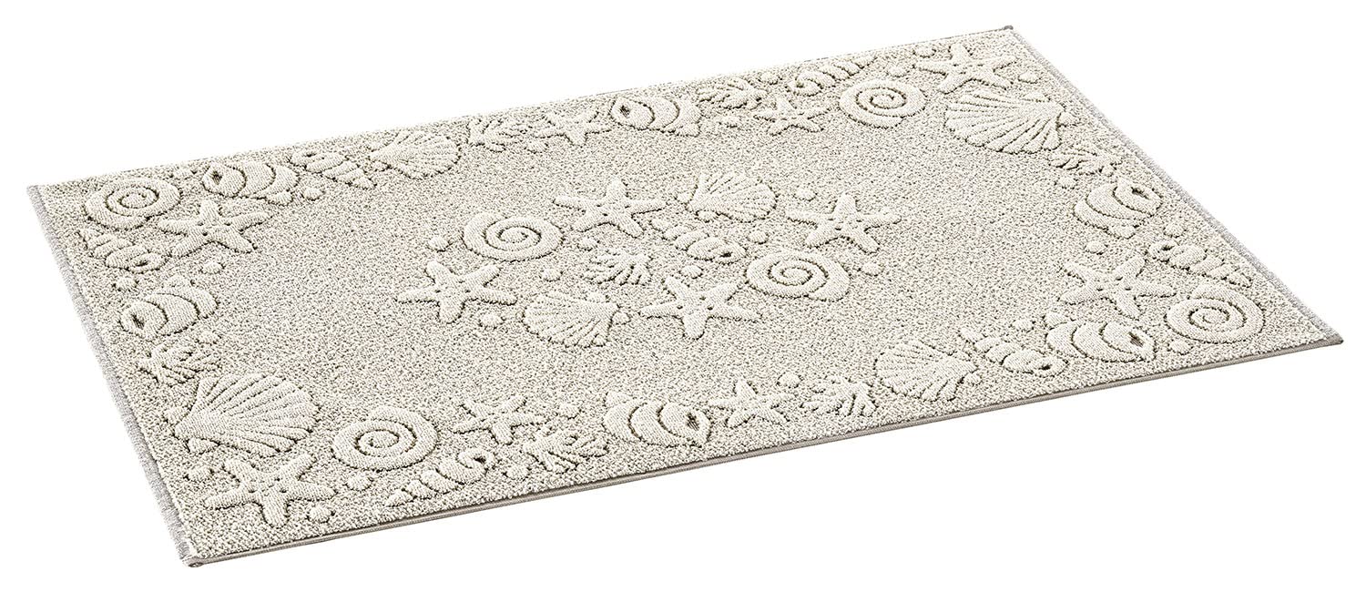 Tappeto Runner Casa 60x90 Cm – Passatoia Bagno Cucina In Cotone Con Motivo Mare Rilievo, Prodotto In Italia (Beige)