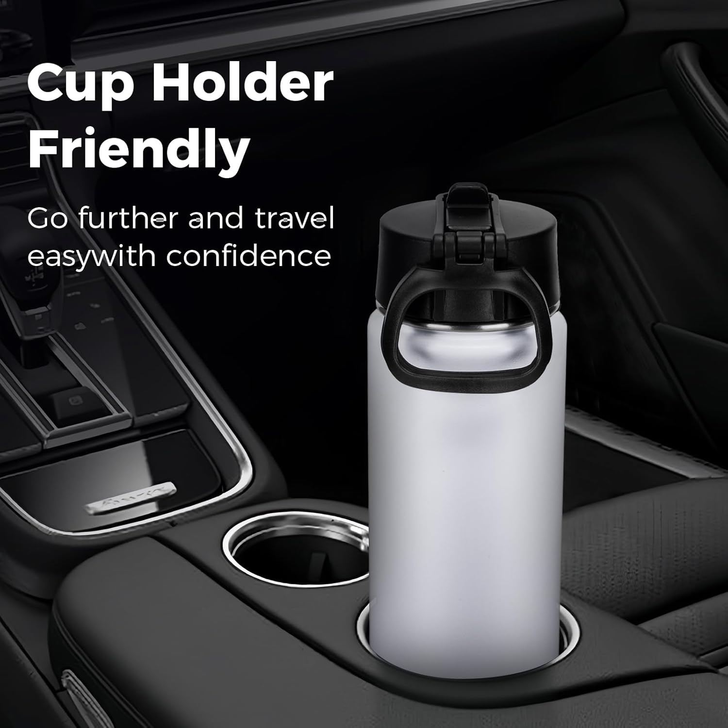 Neihepal 22 oz Insulated Water Bottles with Leak Proof Straw Lid, Wide Mouth Double Walled Vacuum Stainless Steel Metal Water Bottle (White,2 Pack) - Image 6