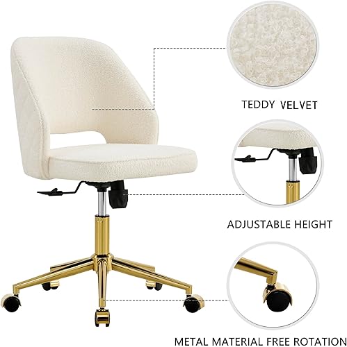 Miniatura 7 de Silla de escritorio giratoria de terciopelo silla de escritorio para oficina en casa con ruedas silla moderna y ajustable sillas de escritorio sin