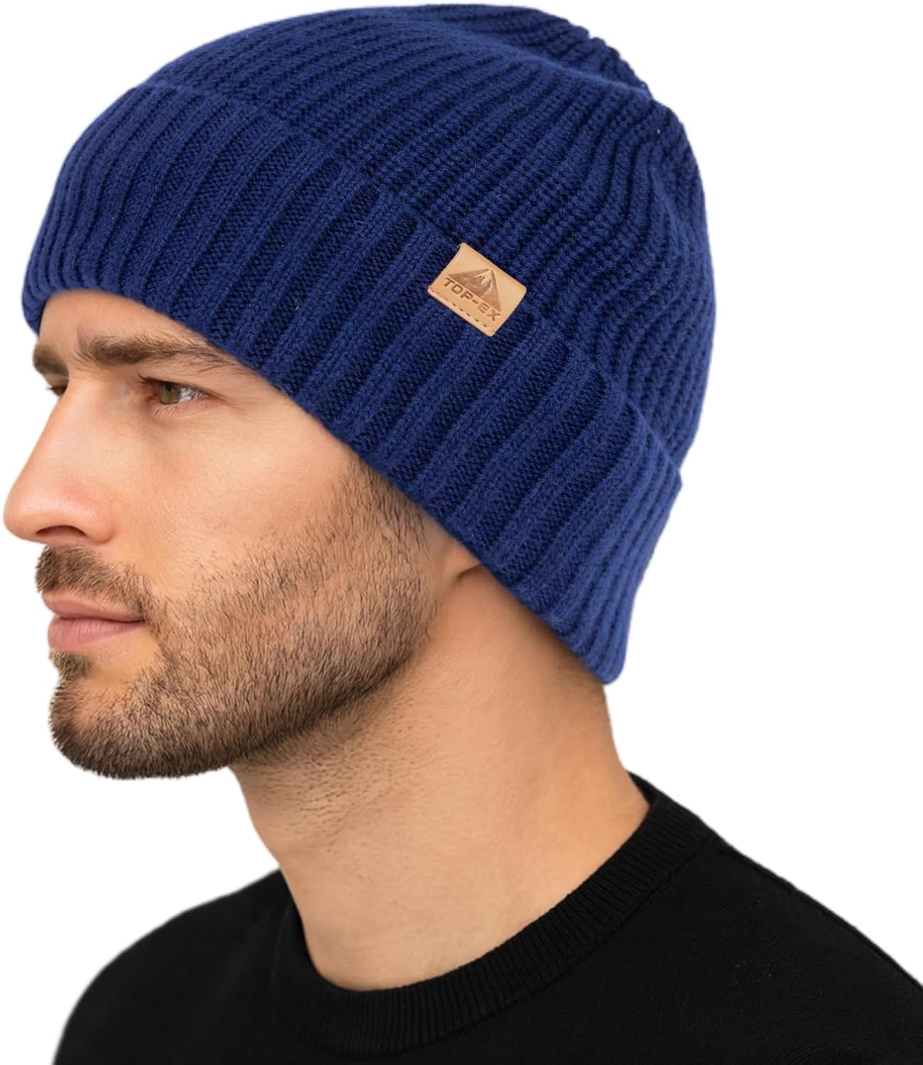TOP-EX PolarWool™ Merino Wool Beanie for Men Women – Fleece Lined Warm Knit Cuffed Hat, Soft Stocking Cap for Cold Weather