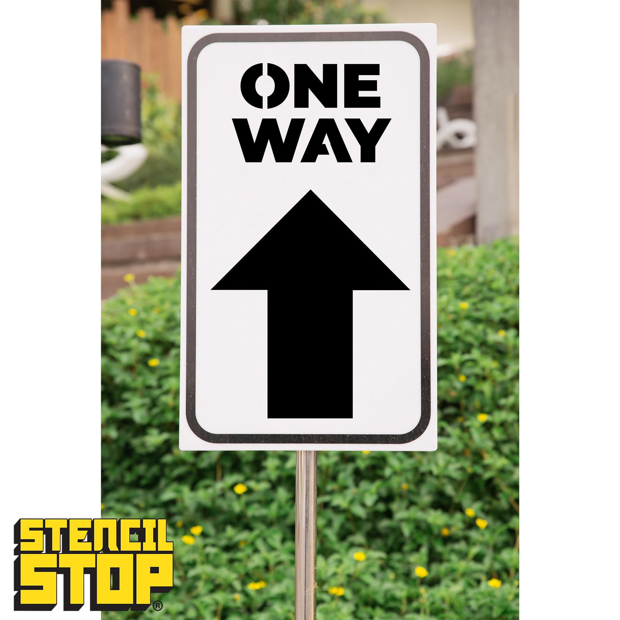 Stencil Stop Plantilla de señalización de flujo direccional unidireccional, reutilizable para proyectos de bricolaje, pintura, dibujo, manualidades, plástico Mylar de 14 mil (13.5 x 24 pulgadas)