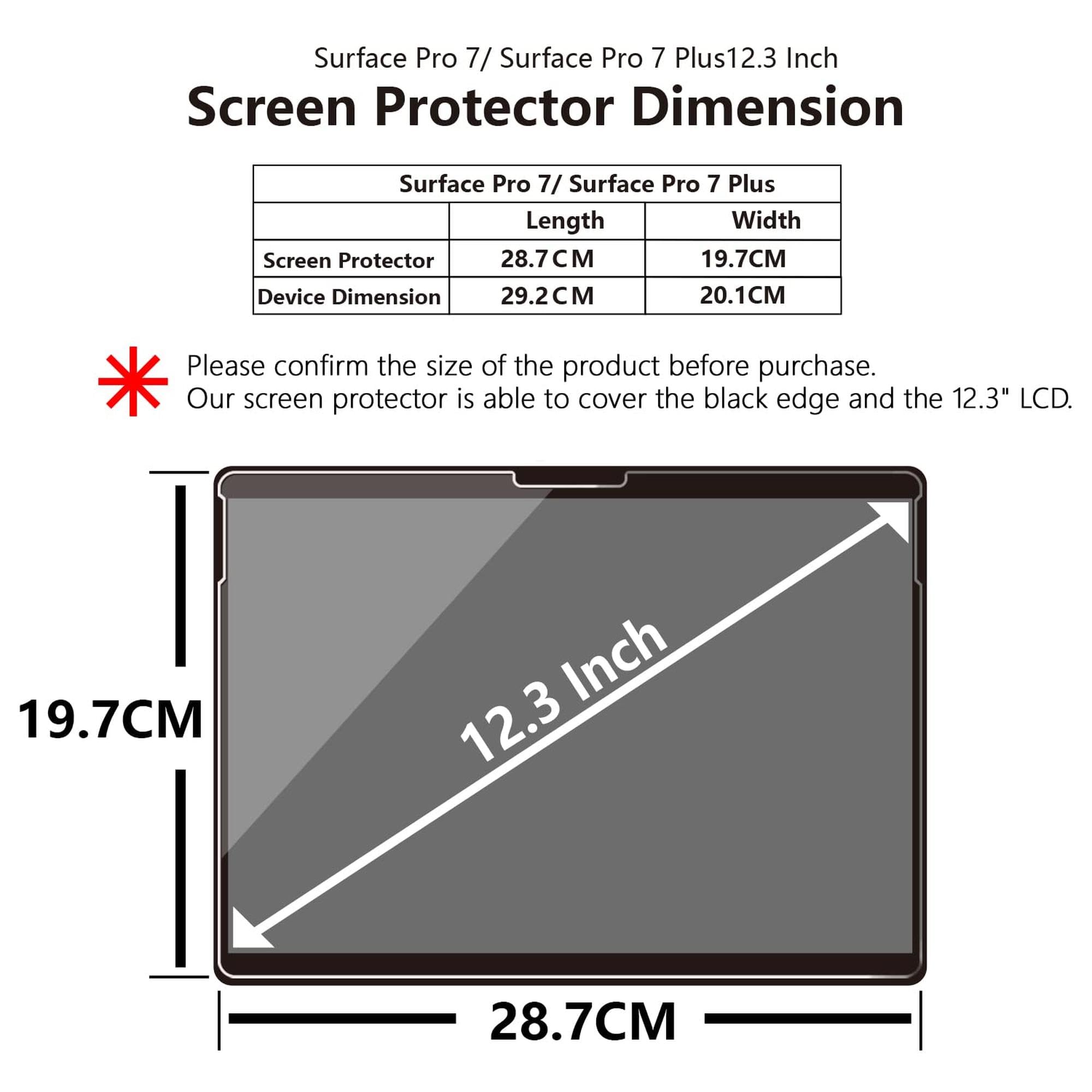 Adeway Pellicola Protettiva per Surface Pro 7 + / 7/6/5/4/3 12,3 9H durezza/Bordi arrotondati 2.5D/ Alto sensibile tocco